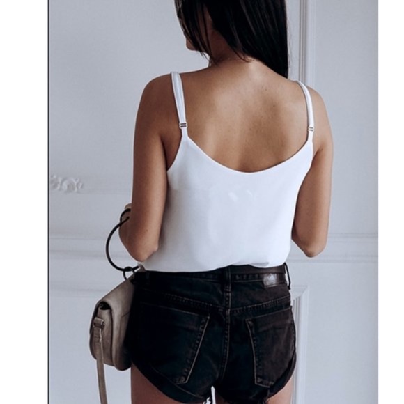 Boho White Button Up Cami Tank Top Casual - Picture 6 of 7